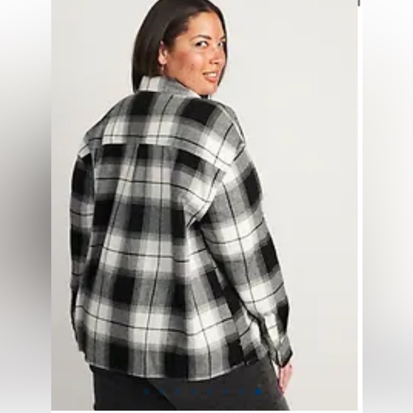 🆕 RESERVED E4L Old Navy Women’s Cropped Plaid Flannel Boyfriend Shirt TALL - Picture 8 of 14